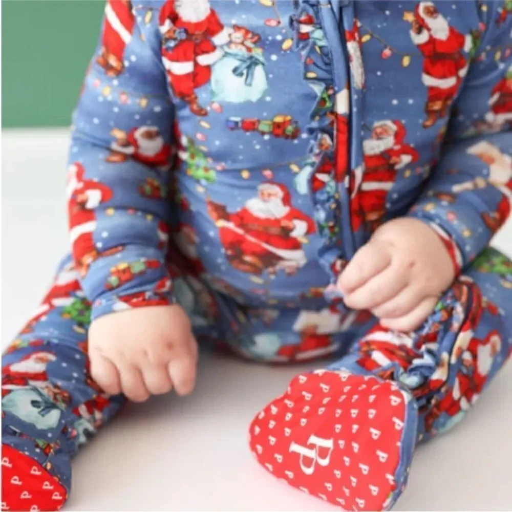 Posh Peanut NWT Santa Clause Footie Zippered One Piece 3-6 months